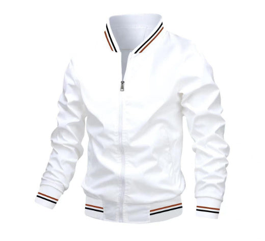 Men's Striped Zip-up Jacket With Pockets Fashion Casual Outerwear Sports Baseball Clothing Spring And Fall