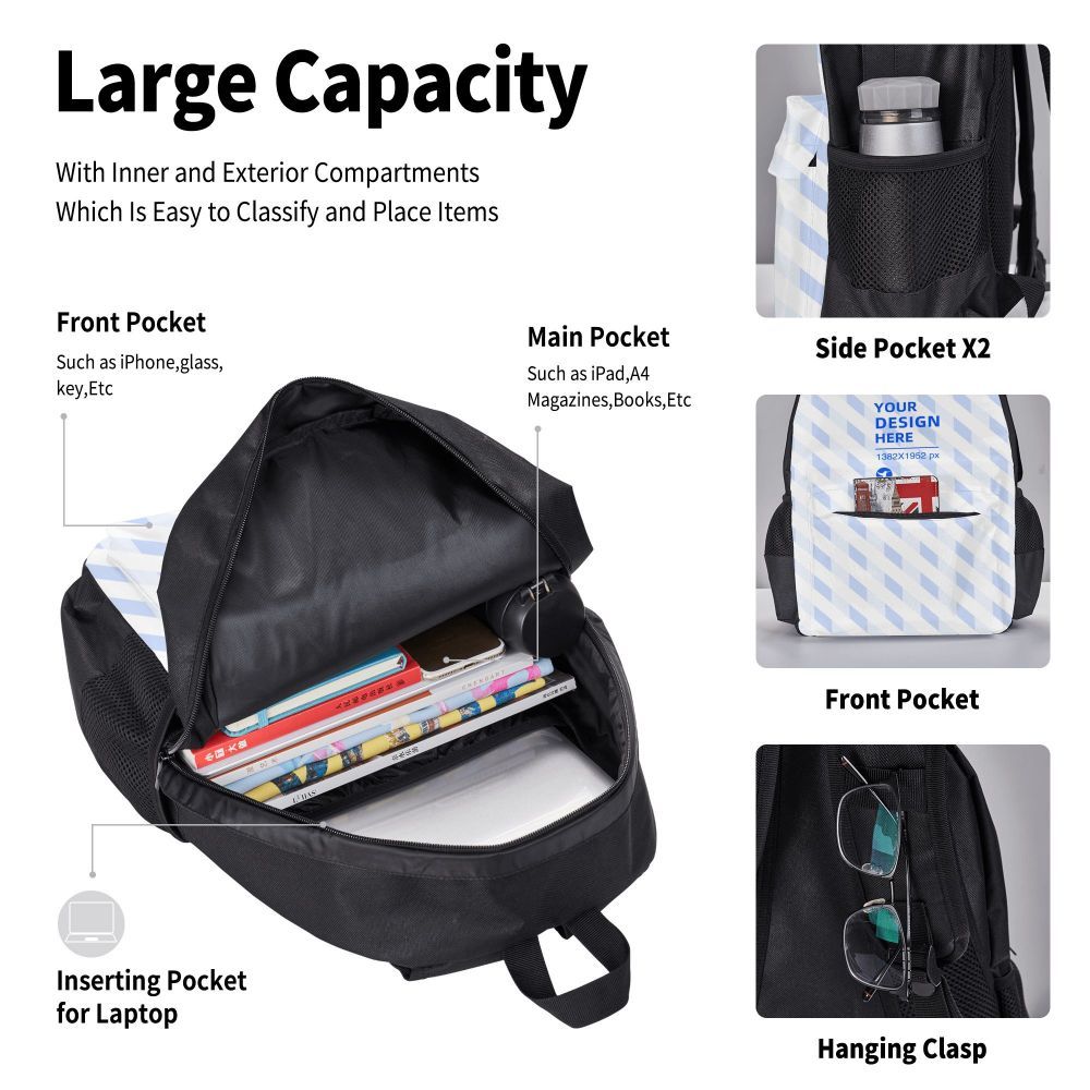 Pocket Backpack Crossbody Lunch Bag Pencil Case Set