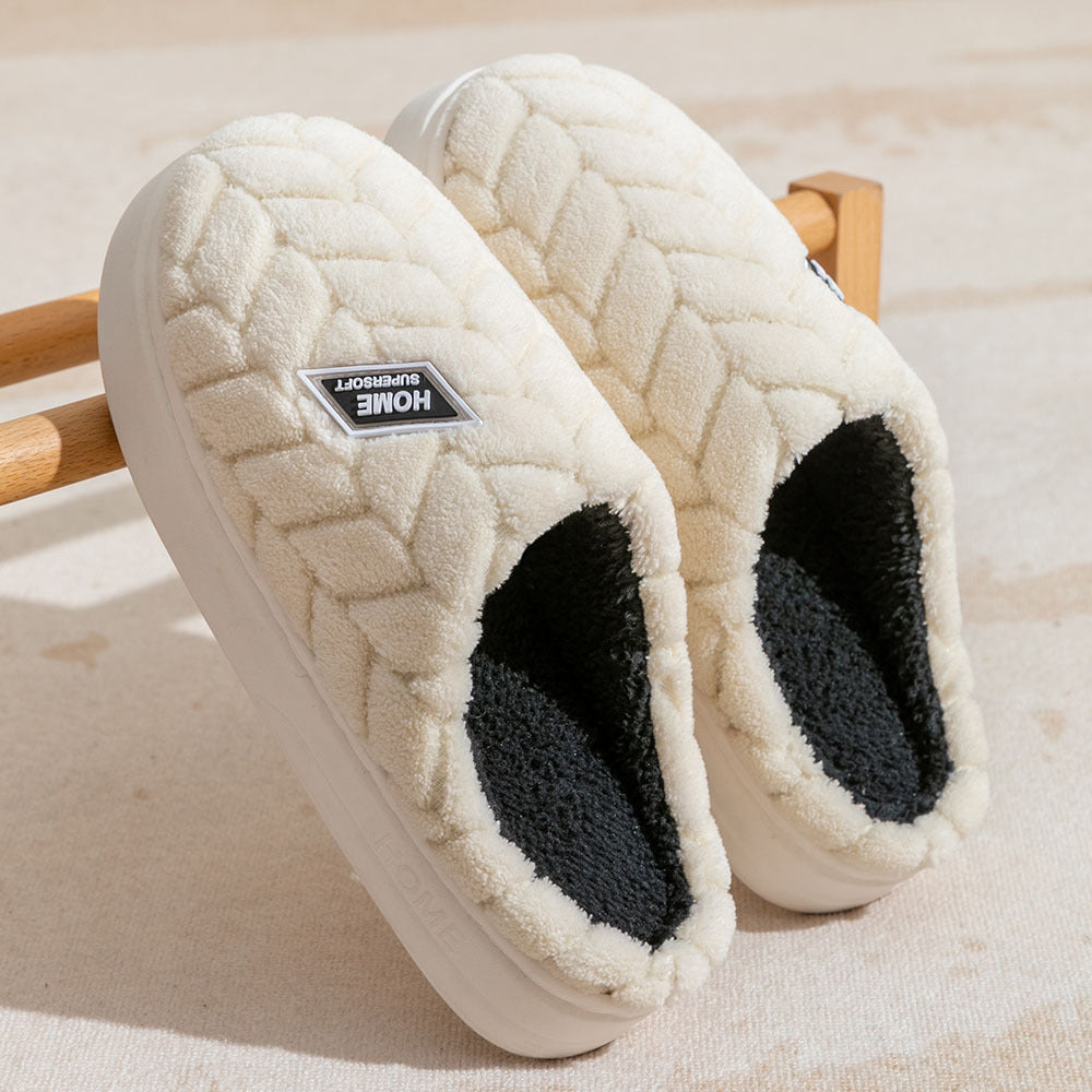 New Non-slip Thick-soled Plush Slippers Couple Winter Warm Home Slipper Indoor Fleece Shoes For Women Men