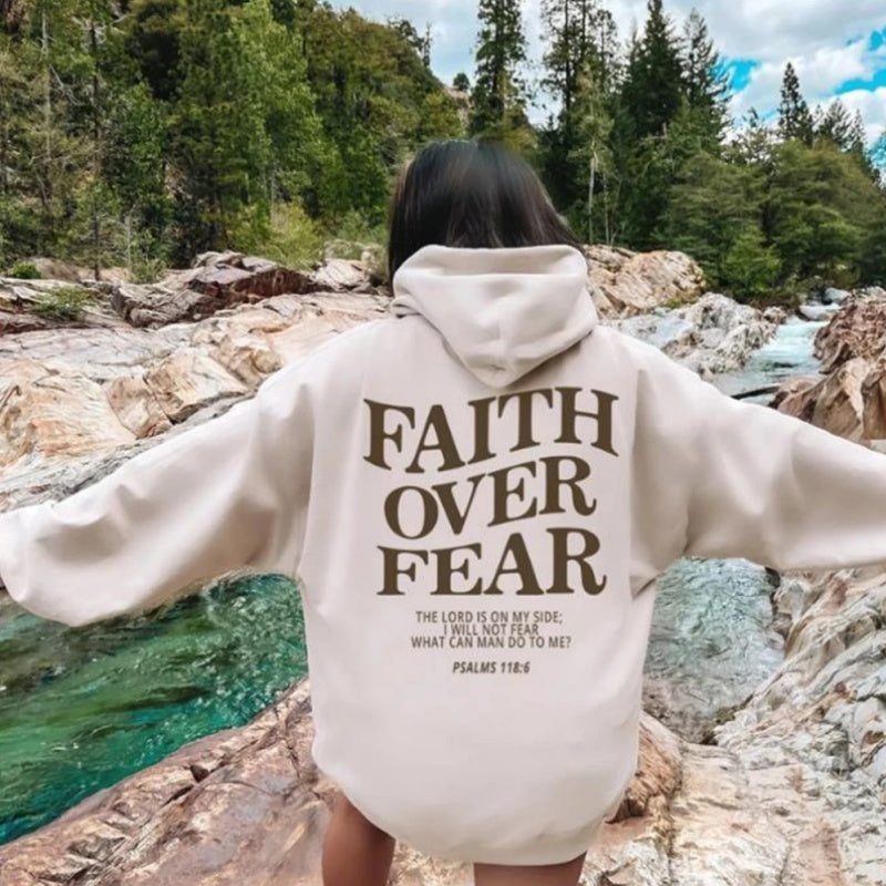 Faith Over Fear Christlicher Hoodie Christliches Sweatshirt Jesus Hoodie Trendy Hoodie Bibelvers Shirt Unisex Ästhetische Kleidung