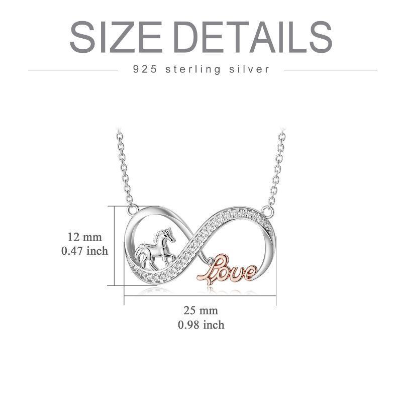 Horse Infinity Love Necklace Sterling Silver Jewelry Gift for Women