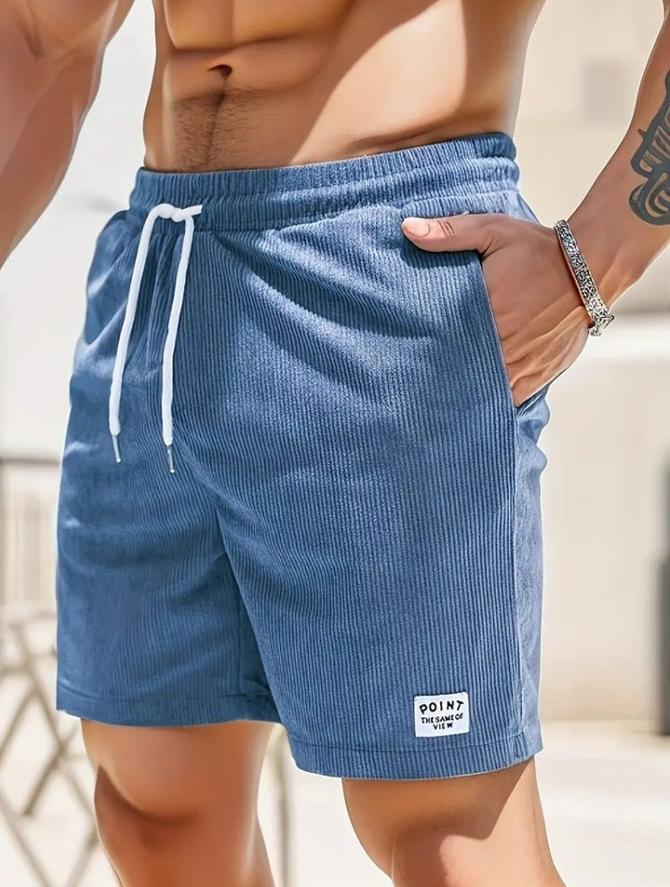 Shorts mit Kordelzug und Schnürung für den Sommer, aus Cord, kurze Sporthose für Herren