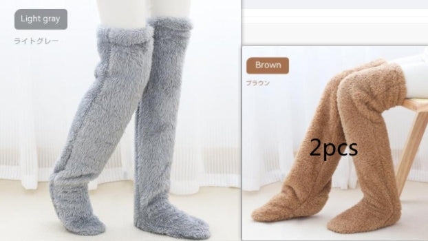 Overknee High Fuzzy Lange Socken Winter Warm Kaltes Bein Kniegelenk Kältebeständige Strümpfe Home Floor Schlafsocken