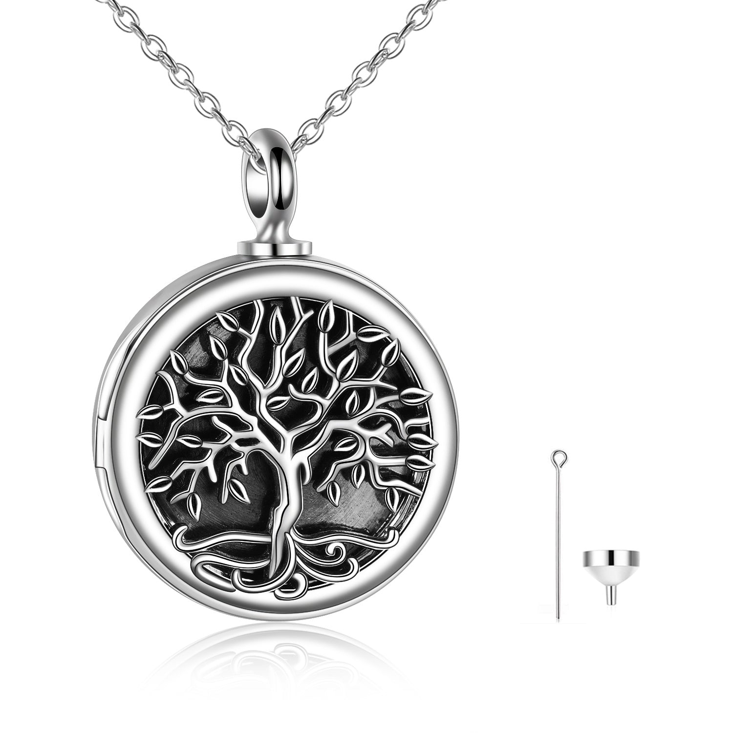 Tree of Life Medaljon s fotografijom Ogrlica za kremiranje urne Sterling Silver Retro srebro