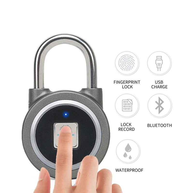 Smart Lock Fingerabdruck-Vorhängeschloss Handy-App-Steuerung Bluetooth-Entriegelung Gepäck-Fingerabdruck-Schloss Trolley-Fingerabdruck-Schloss