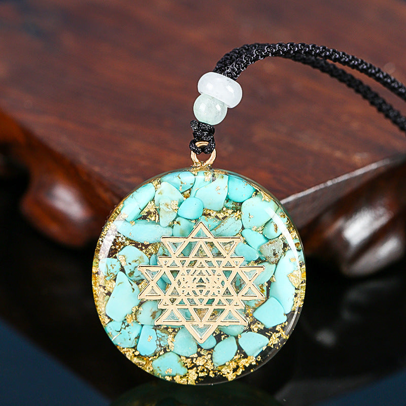 Seven Chakra Pendant Energy Crushed Turquoise Organ Necklace