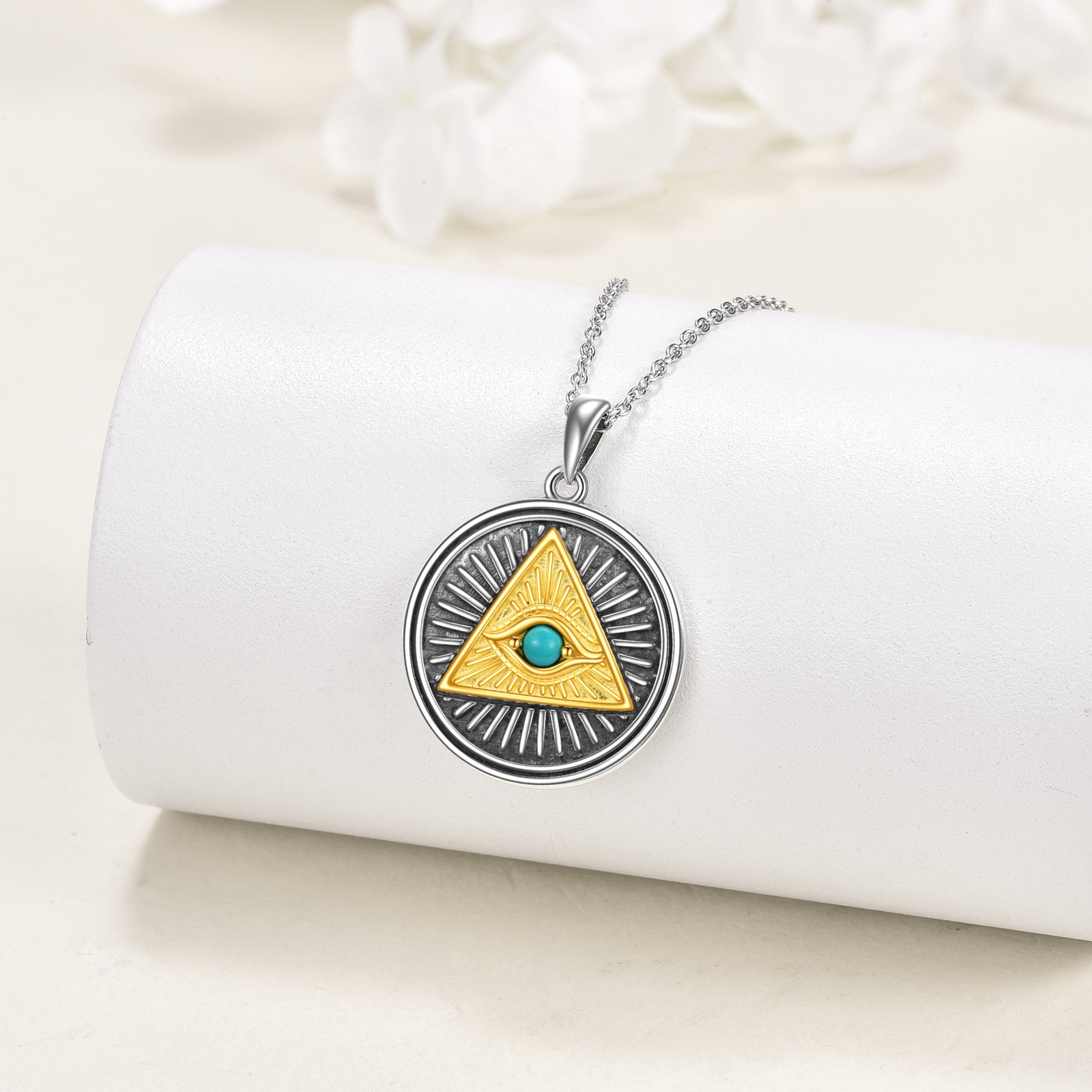 Halskette mit Anhänger Auge des Horus aus Sterlingsilber, Pyramide, ägyptischer Schmuck