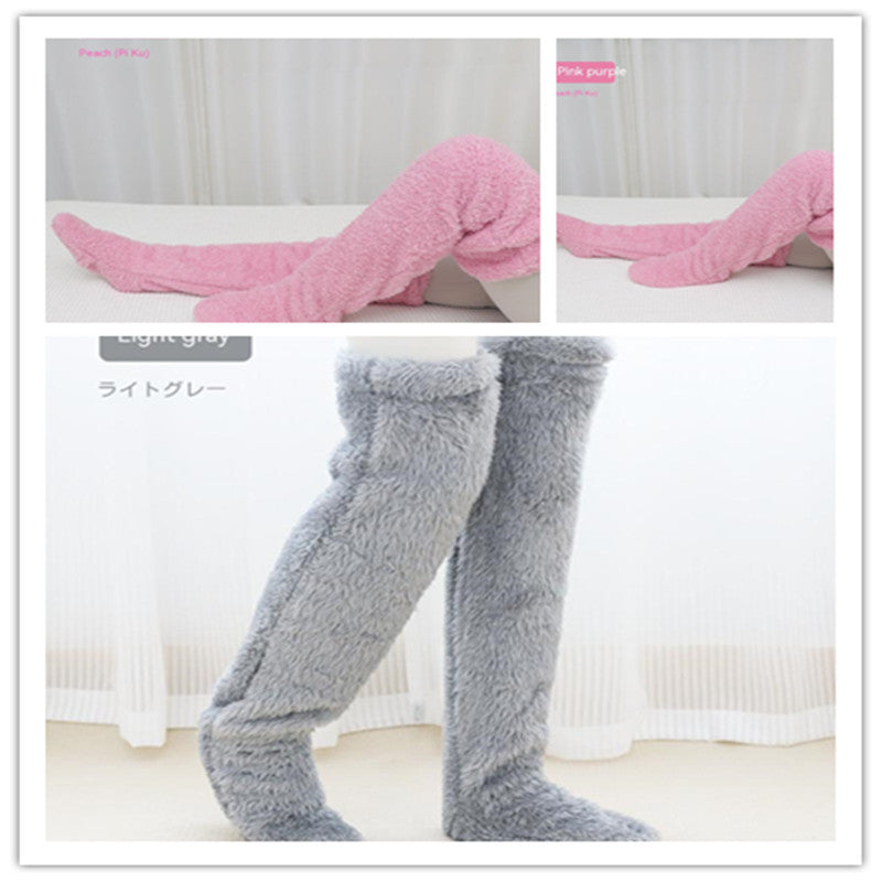 Overknee High Fuzzy Lange Socken Winter Warm Kaltes Bein Kniegelenk Kältebeständige Strümpfe Home Floor Schlafsocken