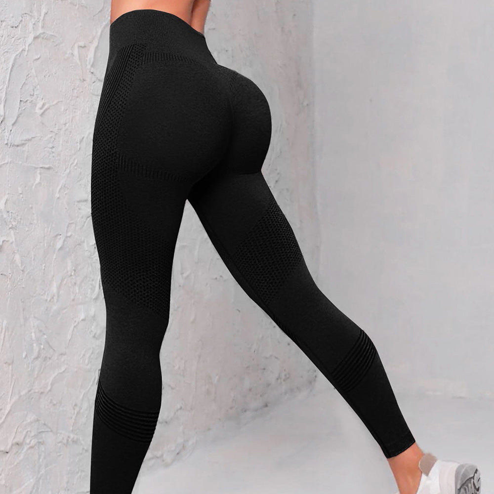 Nahtlose Yogahose mit hoher Taille für Damen, einfarbig, gepunktet, gestreift, mit Po-Lifting-Leggings, Fitness, Laufen, Sport, Fitnessstudio, Leggings-Outfits