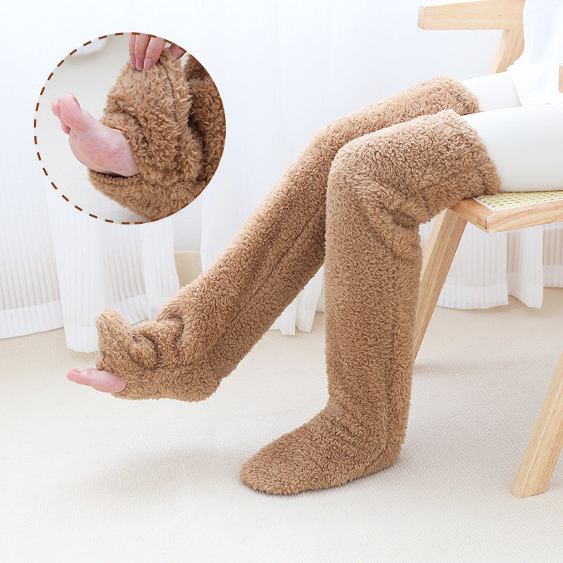 Overknee High Fuzzy Lange Socken Winter Warm Kaltes Bein Kniegelenk Kältebeständige Strümpfe Home Floor Schlafsocken