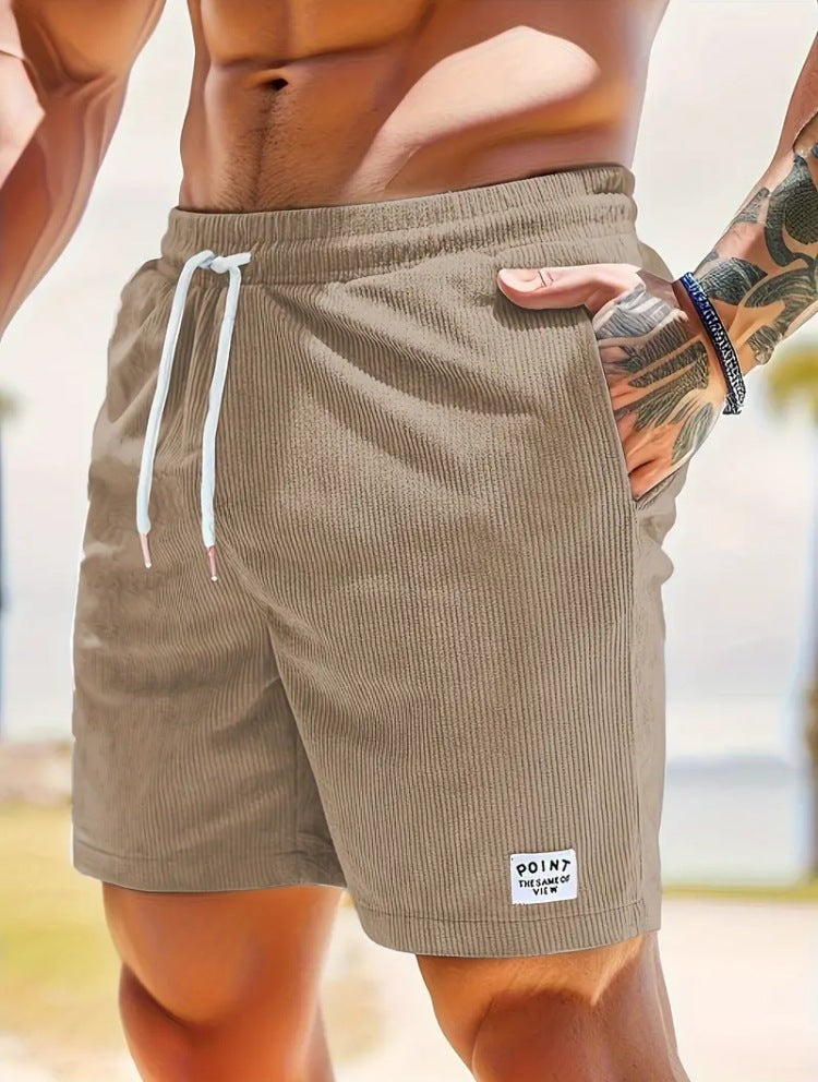 Shorts mit Kordelzug und Schnürung für den Sommer, aus Cord, kurze Sporthose für Herren