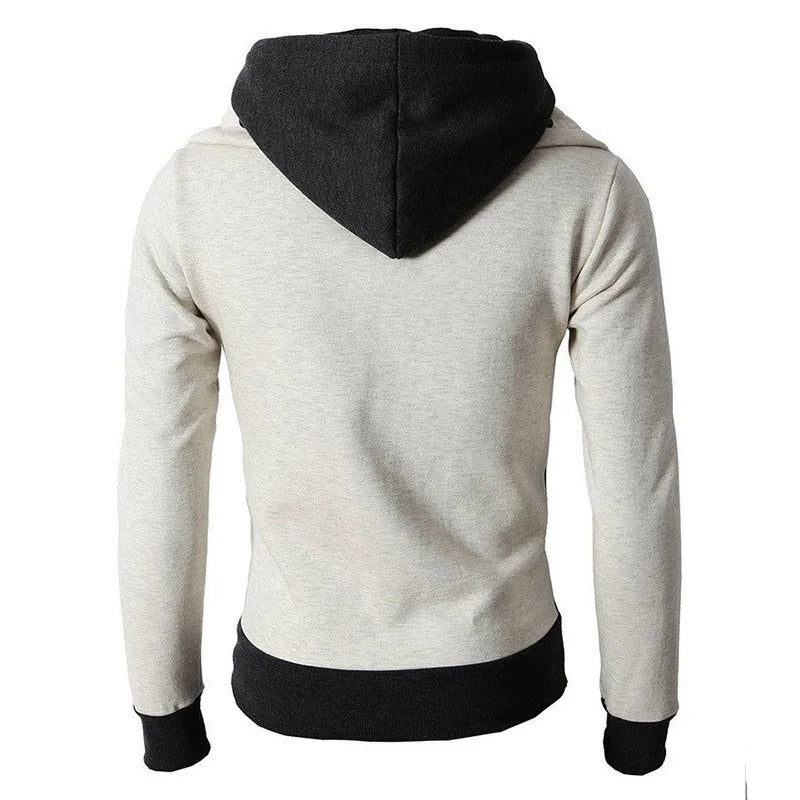 Herren Zip UP Kapuzenjacke Fake Zweiteilige Sport Strickjacke Lässige Slim Sweatshirt Jacke 