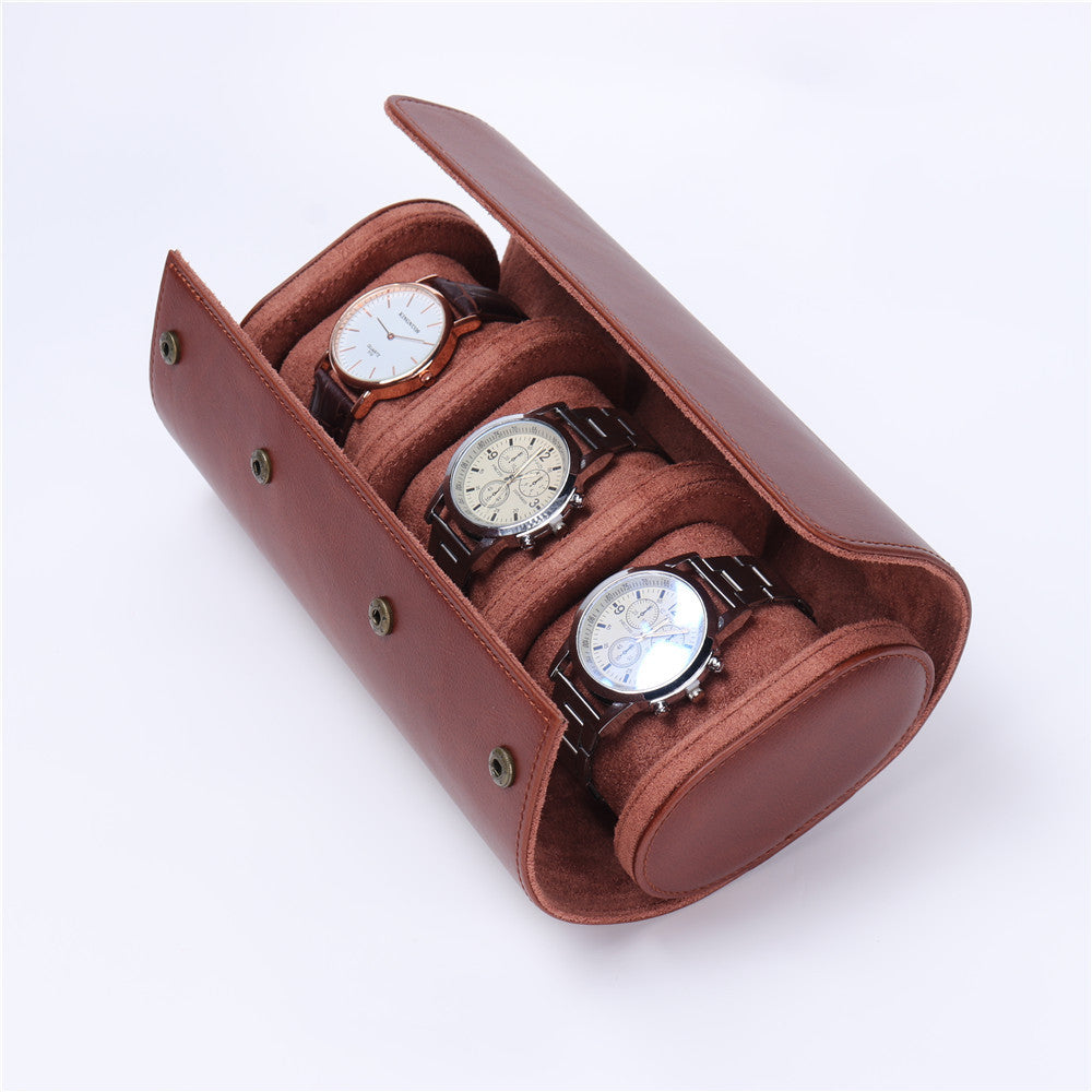 Watch Storage Case 3 Slots PU Leather Watch Organizer Box for Travel Business Trip