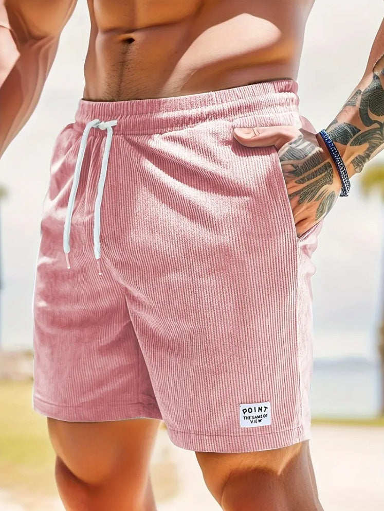 Shorts mit Kordelzug und Schnürung für den Sommer, aus Cord, kurze Sporthose für Herren