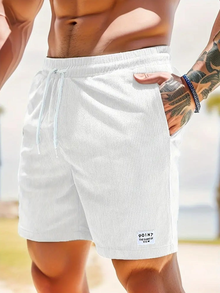 Shorts mit Kordelzug und Schnürung für den Sommer, aus Cord, kurze Sporthose für Herren