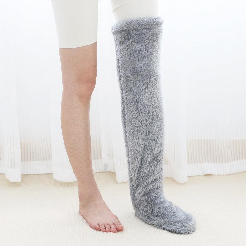 Overknee High Fuzzy Lange Socken Winter Warm Kaltes Bein Kniegelenk Kältebeständige Strümpfe Home Floor Schlafsocken