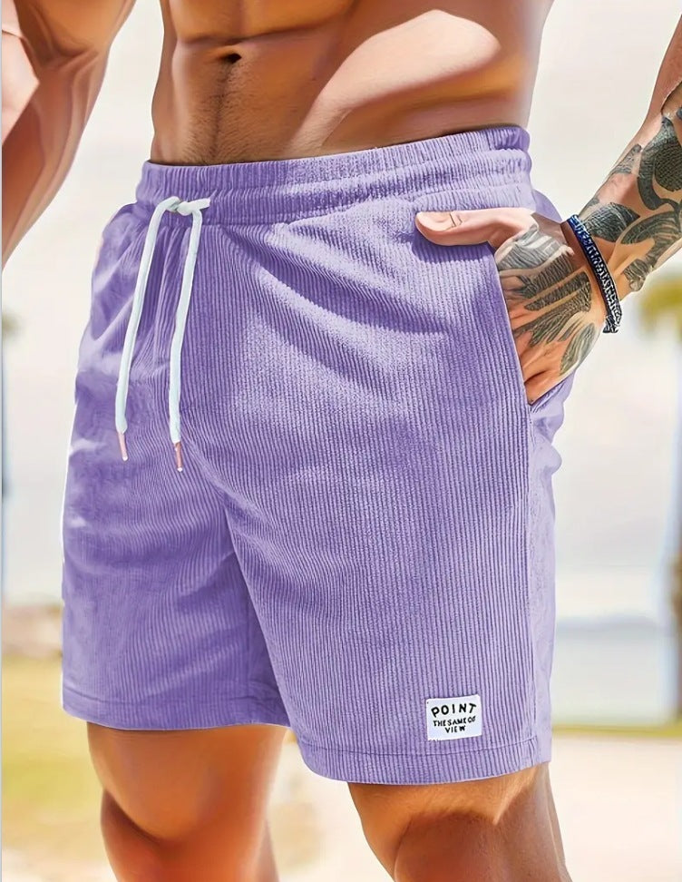 Shorts mit Kordelzug und Schnürung für den Sommer, aus Cord, kurze Sporthose für Herren