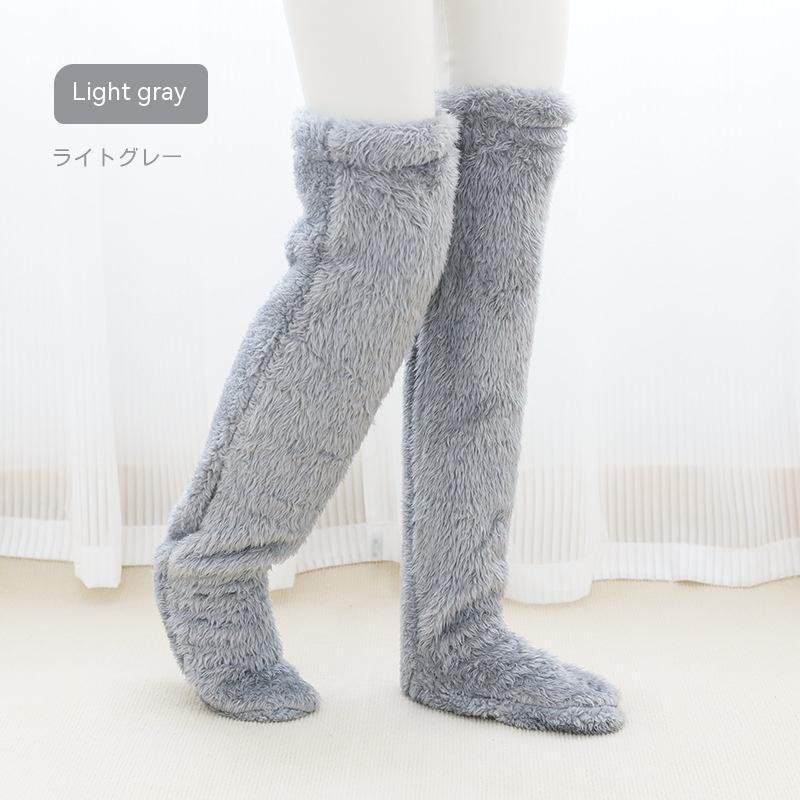 Overknee High Fuzzy Lange Socken Winter Warm Kaltes Bein Kniegelenk Kältebeständige Strümpfe Home Floor Schlafsocken