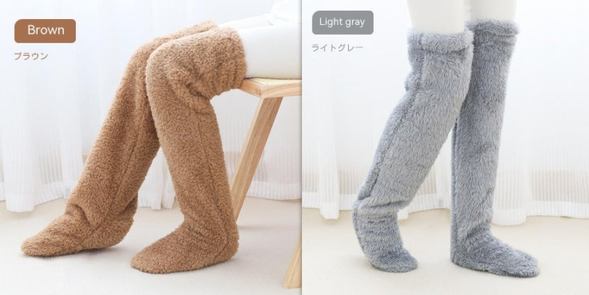 Overknee High Fuzzy Lange Socken Winter Warm Kaltes Bein Kniegelenk Kältebeständige Strümpfe Home Floor Schlafsocken