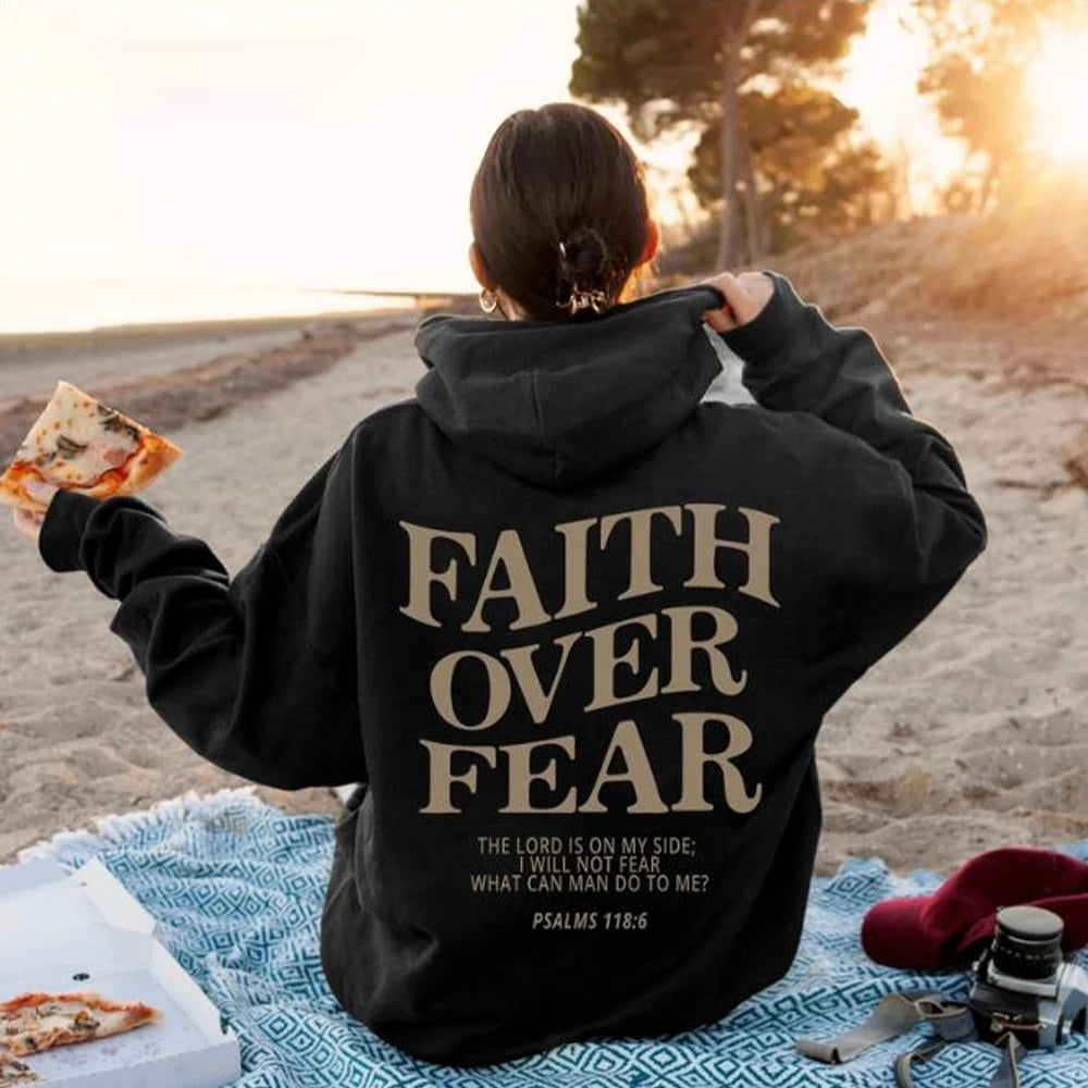 Faith Over Fear Christlicher Hoodie Christliches Sweatshirt Jesus Hoodie Trendy Hoodie Bibelvers Shirt Unisex Ästhetische Kleidung