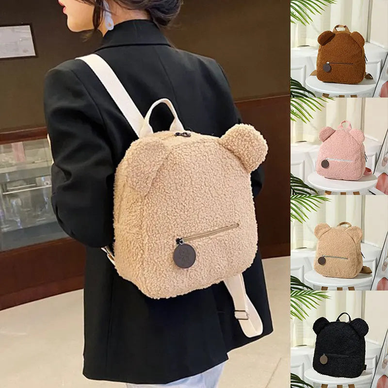 Bear Backpacks Portable Children Travel Shopping Rucksacks Women's Cute Bear Shaped Shoulder Backpack