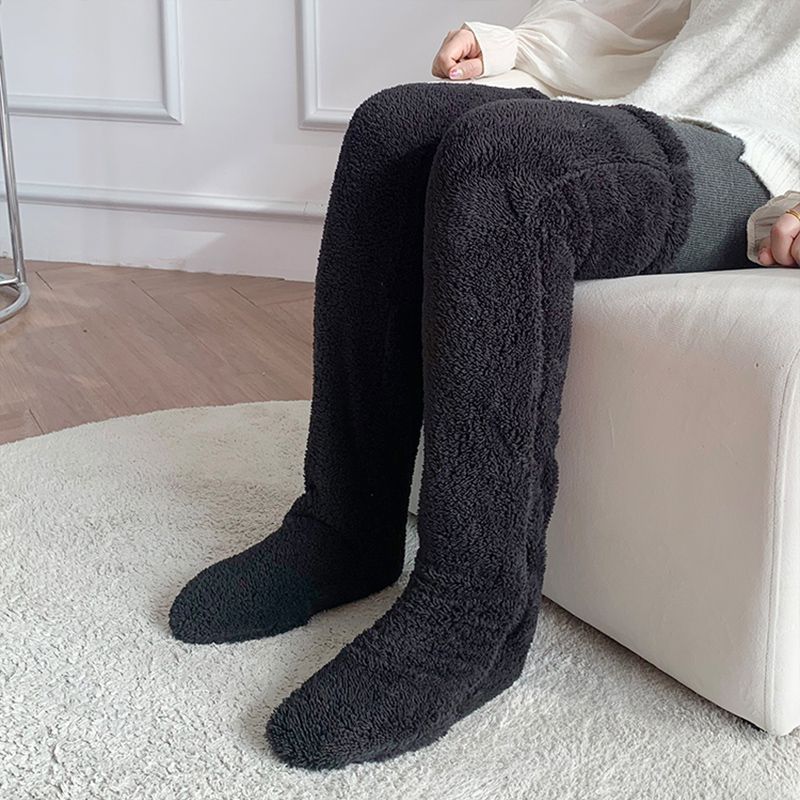 Overknee High Fuzzy Lange Socken Winter Warm Kaltes Bein Kniegelenk Kältebeständige Strümpfe Home Floor Schlafsocken