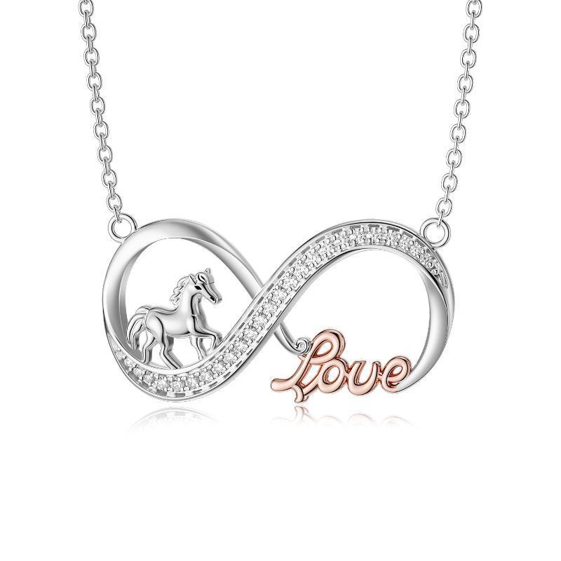 Horse Infinity Love Ogrlica Sterling Srebrni nakit Poklon za žene