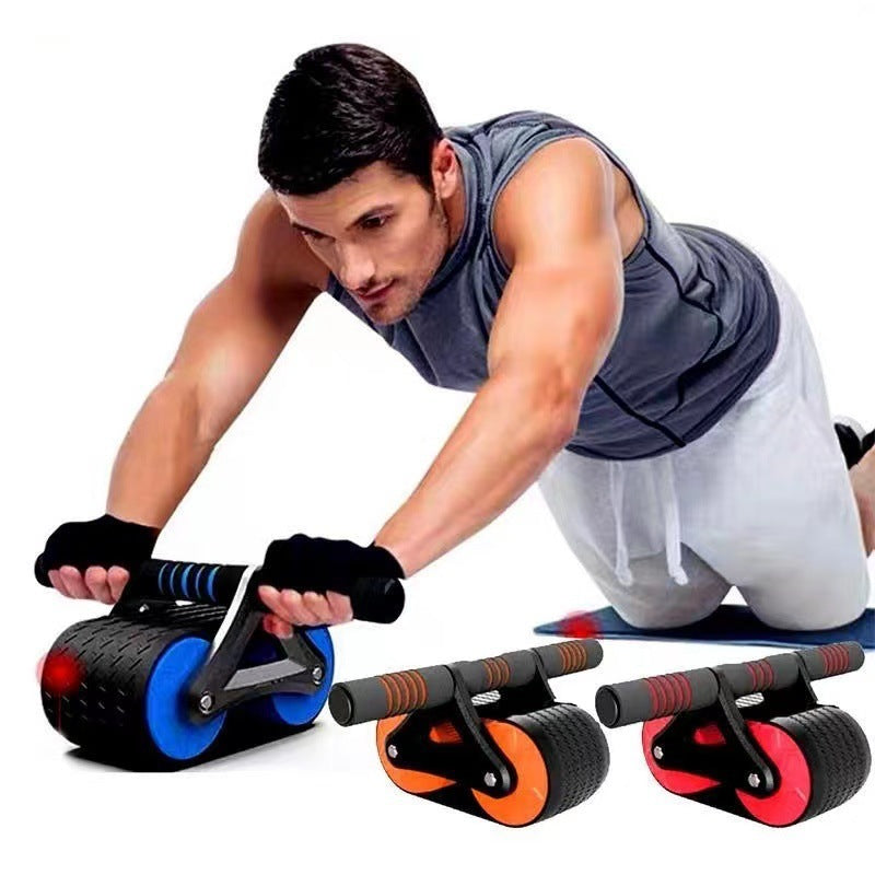 Bauchtrainer mit Doppelrad für Damen und Herren, automatischer Rückprall, Bauchmuskeltrainer, Taillentrainer, Fitness-Studio, Sport, Heimtrainingsgeräte