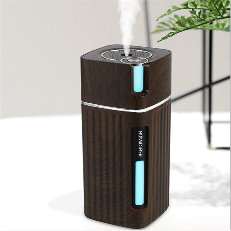 Elektrischer Luftbefeuchter Aromaöl-Diffusor Ätherischer Ultraschall Holzmaserung Luftbefeuchter USB Mini Nebelmacher LED-Licht