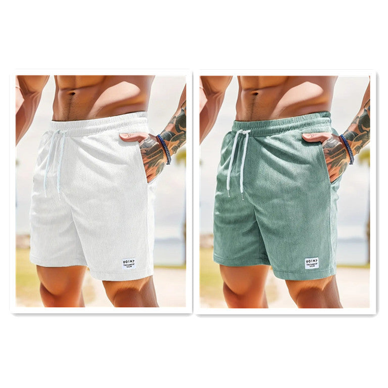 Shorts mit Kordelzug und Schnürung für den Sommer, aus Cord, kurze Sporthose für Herren