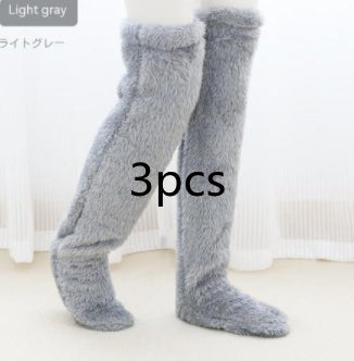 Overknee High Fuzzy Lange Socken Winter Warm Kaltes Bein Kniegelenk Kältebeständige Strümpfe Home Floor Schlafsocken