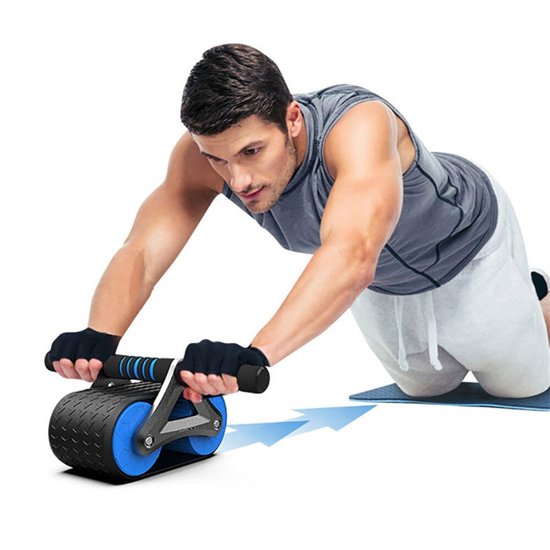 Bauchtrainer mit Doppelrad für Damen und Herren, automatischer Rückprall, Bauchmuskeltrainer, Taillentrainer, Fitness-Studio, Sport, Heimtrainingsgeräte