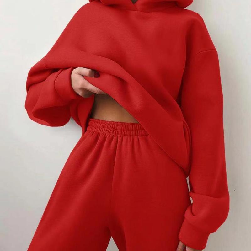 Women's Casual Hooded Sweater Two-piece Suit Clothes Hoodie Tracksuit