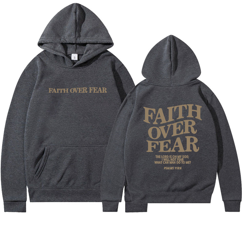 Faith Over Fear Christlicher Hoodie Christliches Sweatshirt Jesus Hoodie Trendy Hoodie Bibelvers Shirt Unisex Ästhetische Kleidung