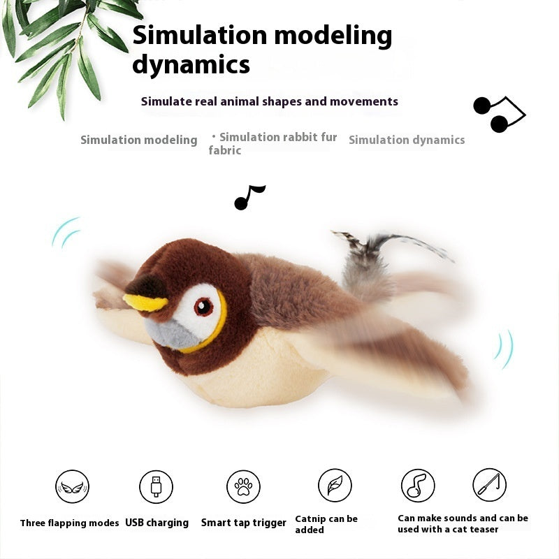 Interaktives Katzenplüschspielzeug für Hauskatzen, automatisches flatterndes Vogel-Katzenspielzeug, wiederaufladbares elektronisches Spielzeug zur Haustierbereicherung über USB