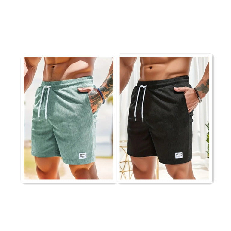 Shorts mit Kordelzug und Schnürung für den Sommer, aus Cord, kurze Sporthose für Herren