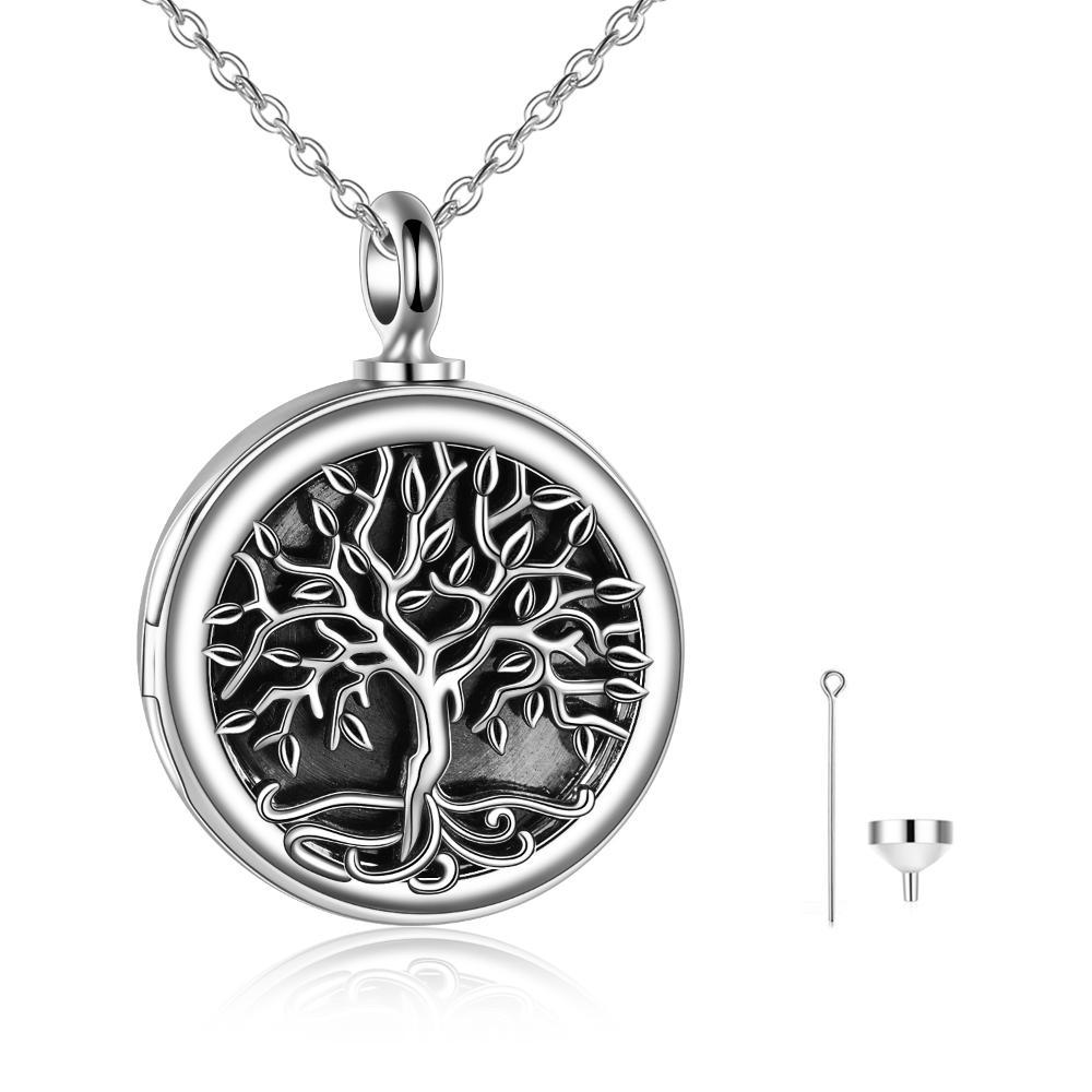 Tree of Life Medaljon s fotografijom Ogrlica za kremiranje urne Sterling Silver Retro srebro