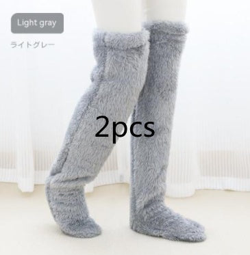 Overknee High Fuzzy Lange Socken Winter Warm Kaltes Bein Kniegelenk Kältebeständige Strümpfe Home Floor Schlafsocken