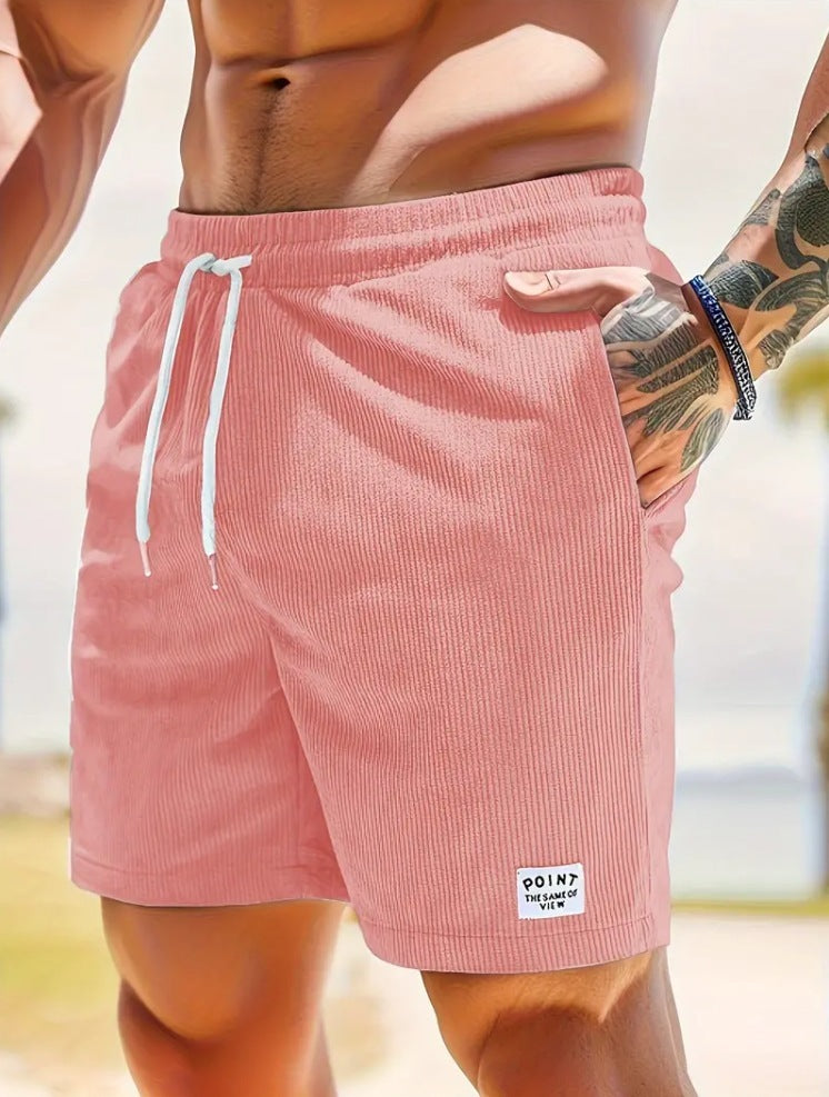 Shorts mit Kordelzug und Schnürung für den Sommer, aus Cord, kurze Sporthose für Herren