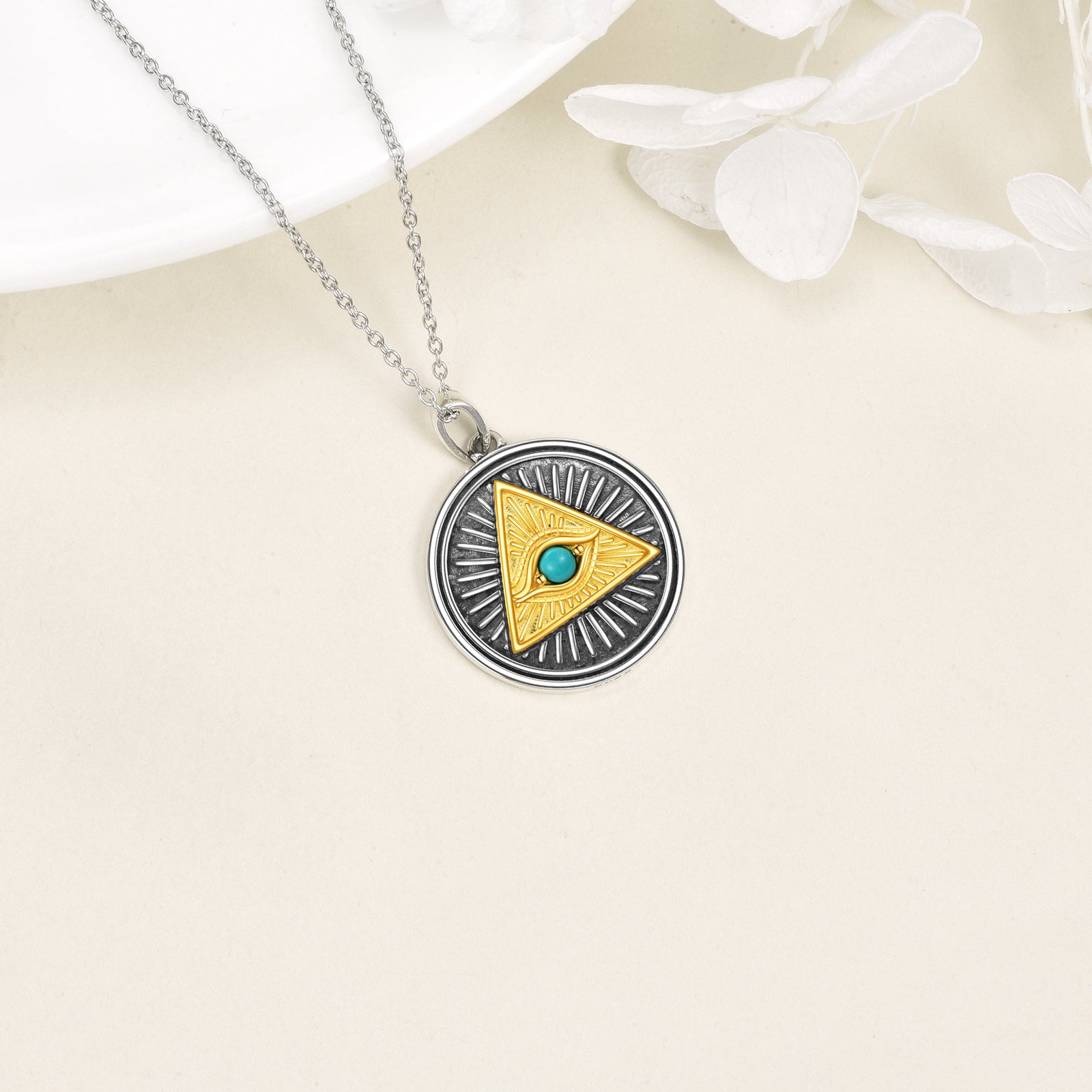 Halskette mit Anhänger Auge des Horus aus Sterlingsilber, Pyramide, ägyptischer Schmuck