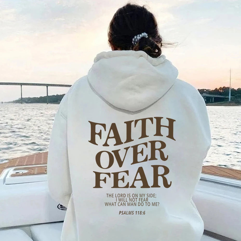 Faith Over Fear Christlicher Hoodie Christliches Sweatshirt Jesus Hoodie Trendy Hoodie Bibelvers Shirt Unisex Ästhetische Kleidung