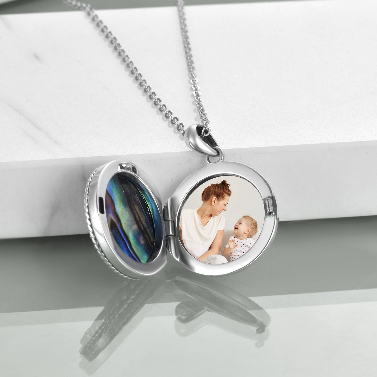 Medaillon-Halskette mit Lebensbaum, Schmuck für Frauen, Sterlingsilber, keltischer Familienbaum, Abalone-Muschel, Medaillons, Schmuck, Geschenke für Mutter und Tochter