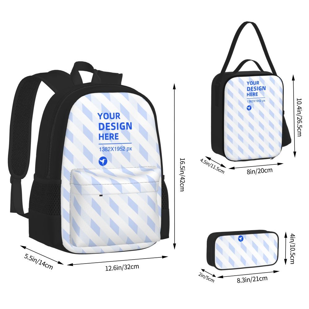 Pocket Backpack Crossbody Lunch Bag Pencil Case Set