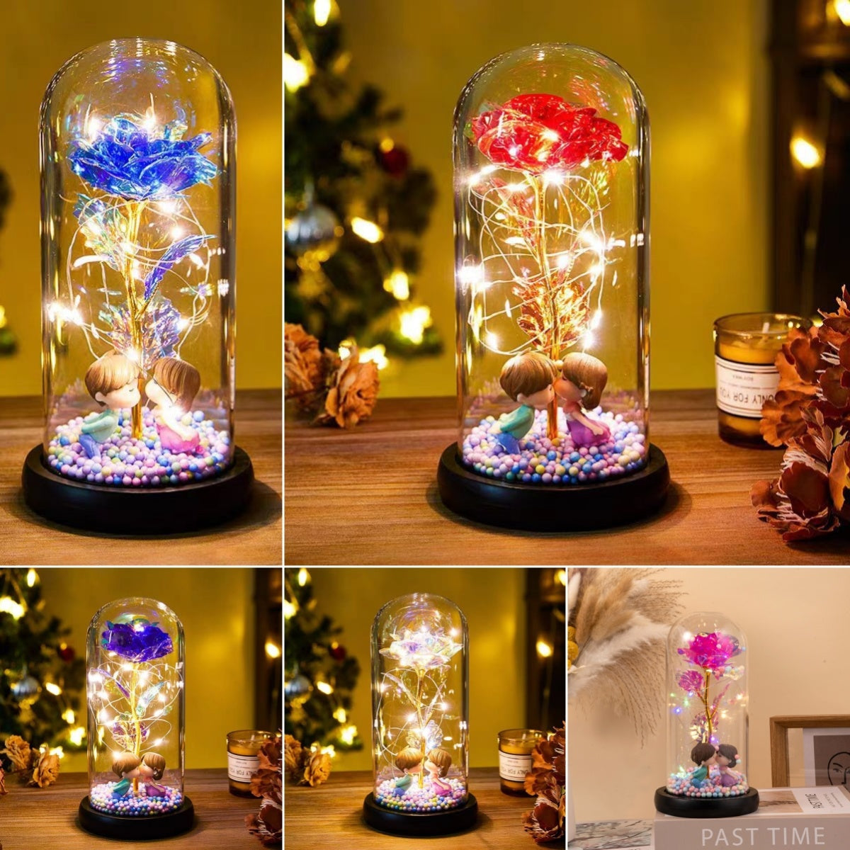 Ewige Rose, LED-Licht, Folienblume in Glasabdeckung, Nachtlichter, Valentinstagsgeschenke, Lampendekor für Zuhause, Schlafzimmer, Hochzeitsgeschenk, Valentinstagsgeschenke