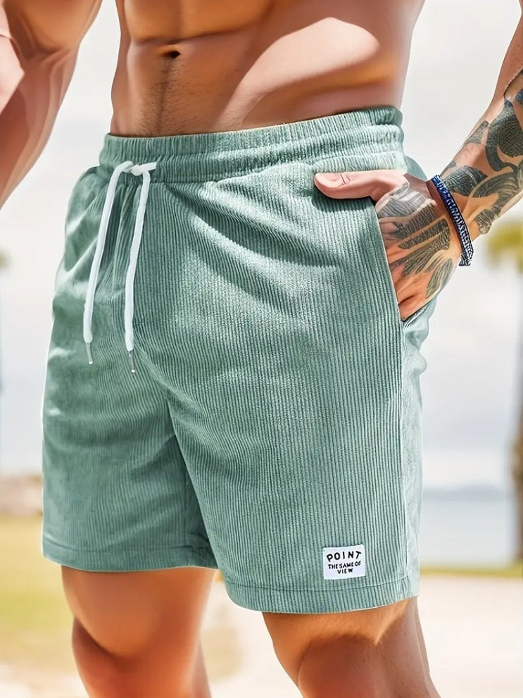 Shorts mit Kordelzug und Schnürung für den Sommer, aus Cord, kurze Sporthose für Herren