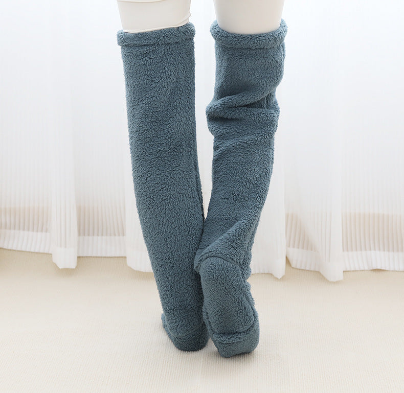 Overknee High Fuzzy Lange Socken Winter Warm Kaltes Bein Kniegelenk Kältebeständige Strümpfe Home Floor Schlafsocken