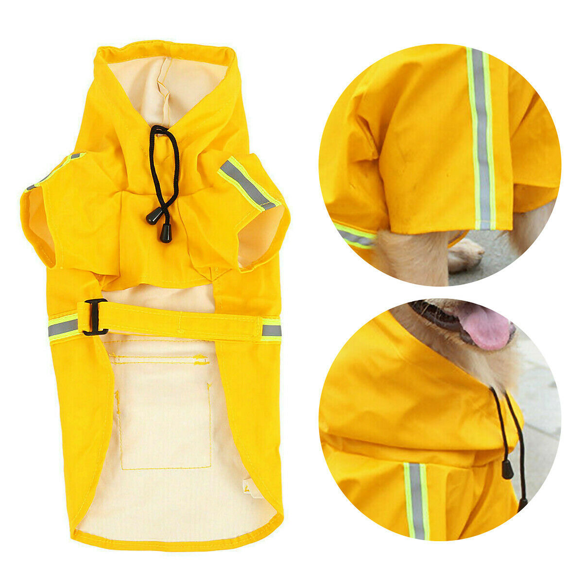 Hunderegenmantel, wasserdichte Hunderegenjacke mit reflektierenden Sicherheitsstreifen, Slicker-Dackel-Hundeponcho mit Kapuze und Leine für Hunde und Welpen