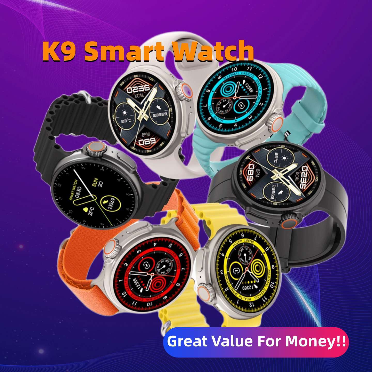 Neue K9 Smart Watch 1.39 Runder Bildschirm-Encoder True Screw Clip Kabelloses Laden NFC Offline- und Zahlungsfunktion