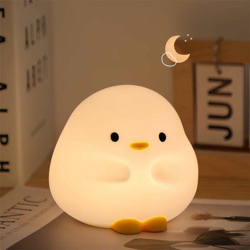 Niedliche Ente LED-Nachtlampe, Cartoon-Silikon, wiederaufladbar, USB-Schlaflicht, Berührungssensor, Timing, Schlafzimmer, Nachttischlampe für Kinder, Geschenk für Zuhause, Dekoration