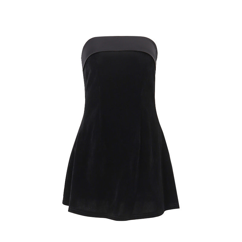 Ins Slim Tube-Top-Kleid Fashion Zipper A-Linie Kurze Kleider Party Abendkleidung für Frauen